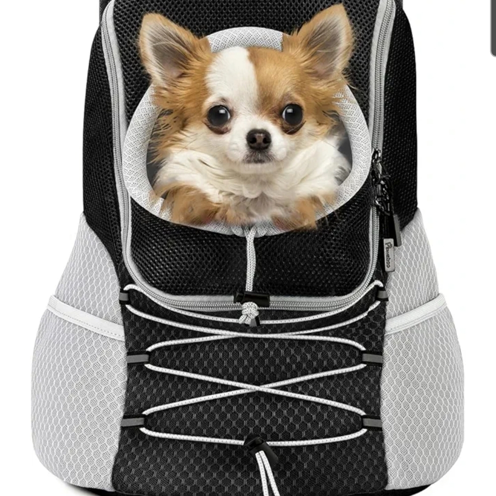Chic Pet Carrier Backpack for Dogs - Black and Gray